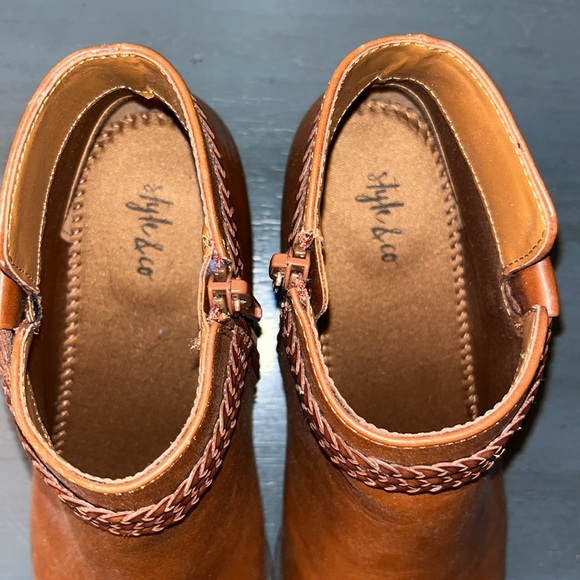 Style & Co. Womens Fellicity Faux Leather Ankle Brown Cognac Booties sz 7.5 EUC - Picture 8 of 14